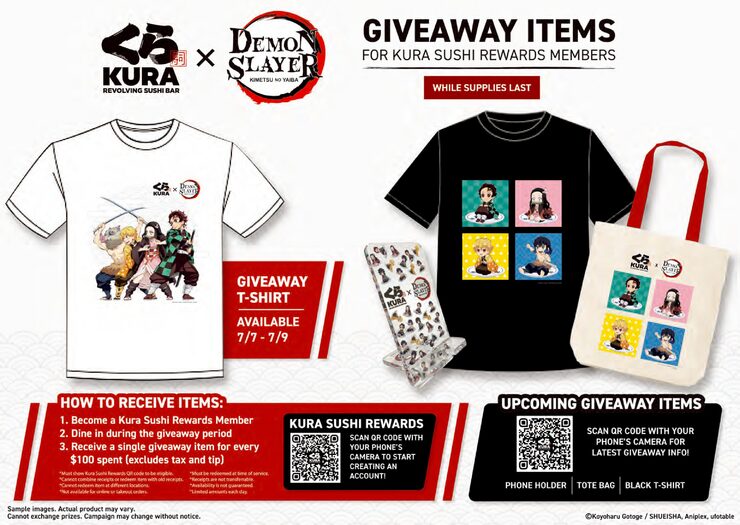 2023 Kura Sushi x Demon Slayer Limited Edition Promo T Shirt Size M +  Gashapon
