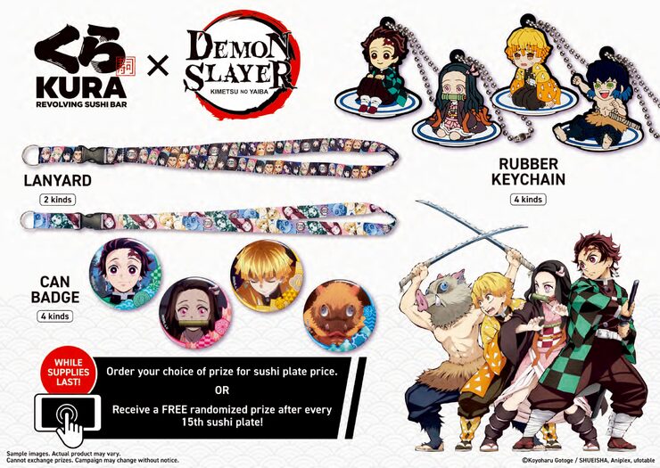 Demon Slayer x Kura Revolving Sushi Bar Collaboration Starting July 1